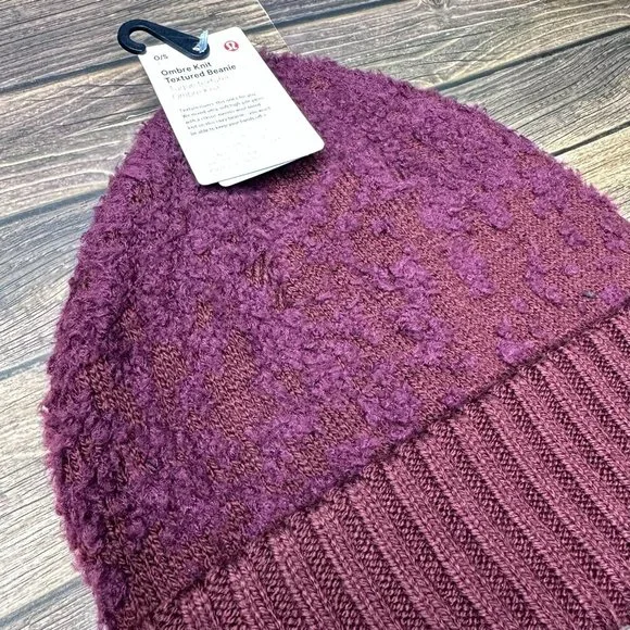 NWT Lululemon Ombre Knit Textured Beanie O/S (Red Merlot) - Picture 6 of 13